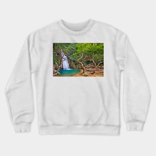 Waterfall in Neda canyon Crewneck Sweatshirt